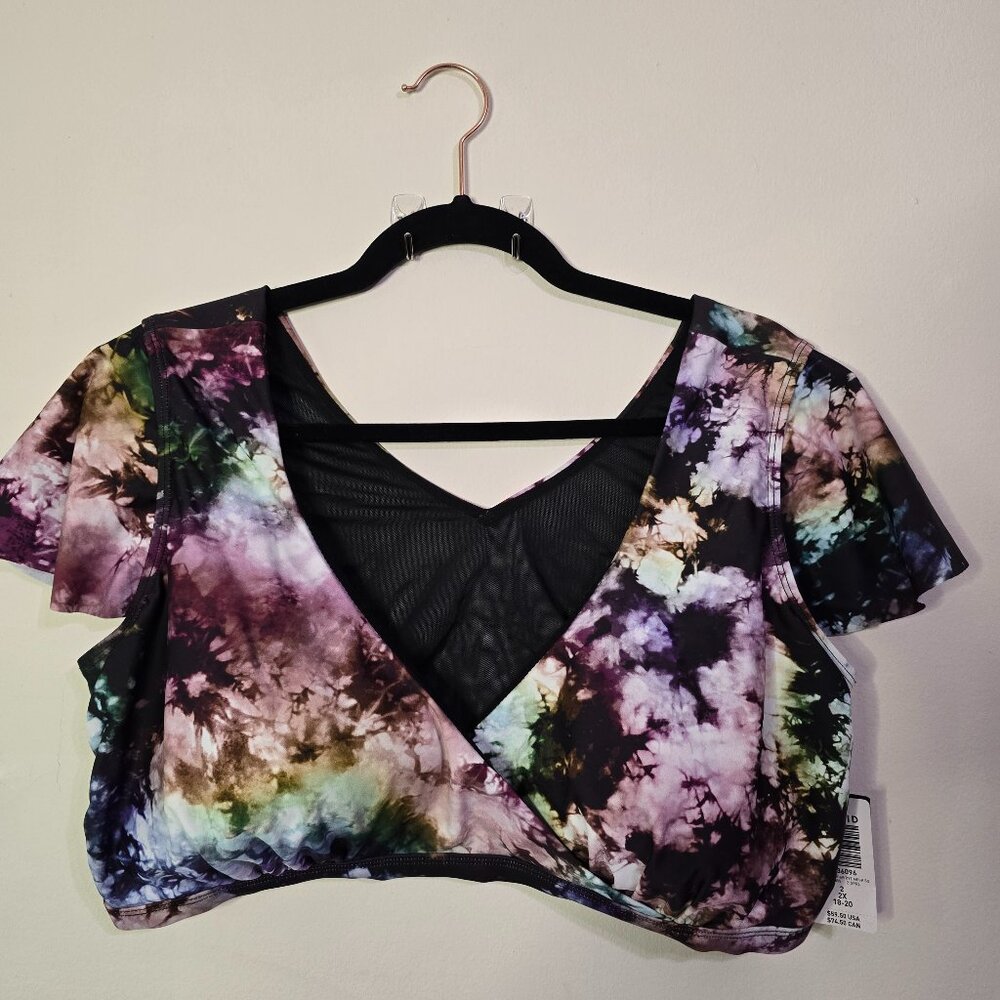Torrid - Women's Size 2X - Brand New Wire Free Swim Top - Flutter Sleeves - BNWT